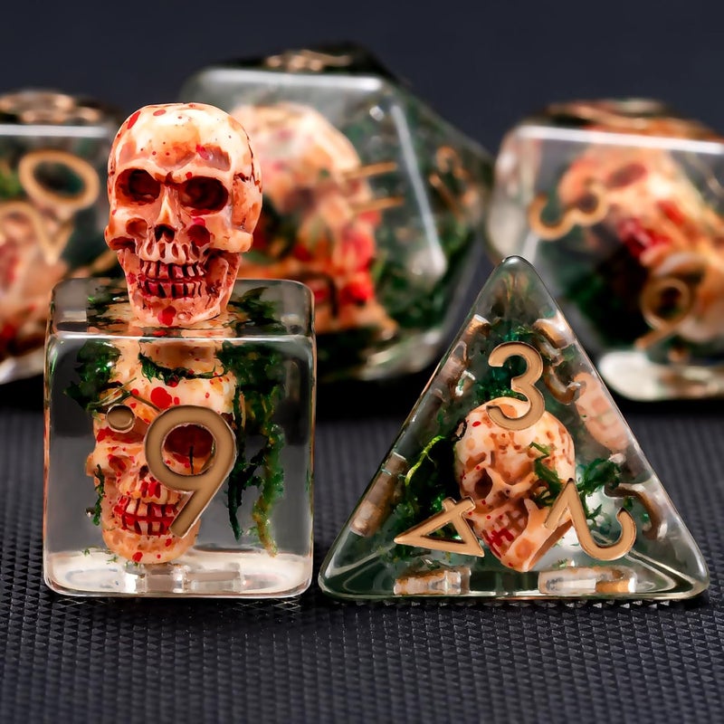 weyano Resin DND Skull Dice Set, D&D Polyhedral Dice for Dungeons and Dragons RPG, MTG Role Playing Games D and D Dice 7pc D20 D12 D10 D8 D6 D4 - Image 2